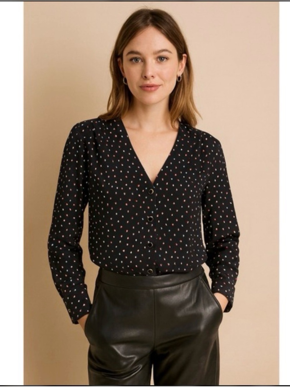 Madewell x Sezane Silk Blouse with Dot Print